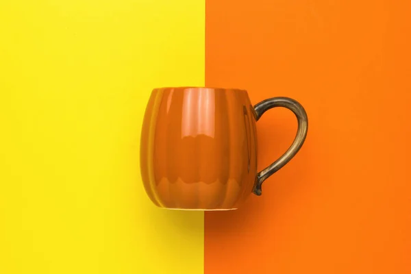 Orange Pumpkin Style Mug Yellow Orange Background Pumpkin Style — Stock Photo, Image