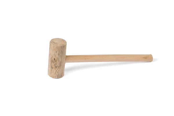 Holzhammer Mit Holzstiel Isoliert Auf Weißem Hintergrund Holzwerkzeuge — Stockfoto
