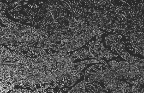 Superposición Textura Angustiada Tela Textil Con Adorno Floral Oriental Hojas — Vector de stock