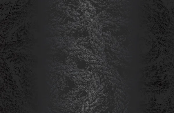 奢华的黑色金属梯度背景与痛苦扭曲的绳子 电缆纹理 矢量说明 — 图库矢量图片