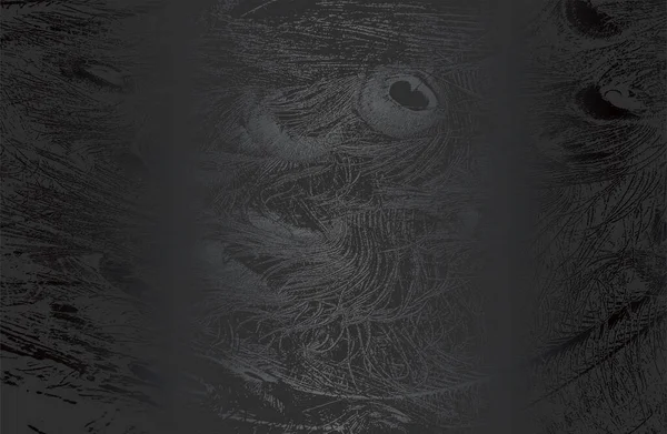 Fond Dégradé Métal Noir Luxe Avec Texture Plumes Oiseaux Détresse — Image vectorielle