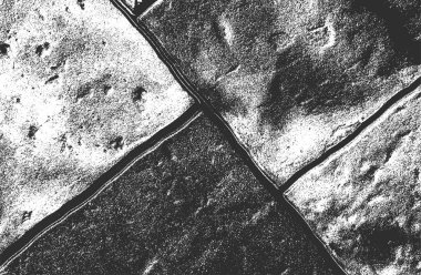 Seramik fayansların, mozaiklerin, süslemelerle döşenmiş kaldırım taşlarının sorunlu dokusu. Grunge 'un arka planı. soyut yarım ton vektör çizimi.