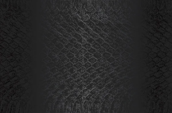 Luxuriöser Schwarzer Metallgradienten Hintergrund Mit Strapaziertem Krokodil Schlange Alligatorleder Textur — Stockvektor