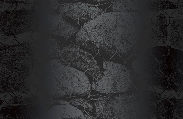 金属メッシュ マカダムの質感の中に遭難石と豪華な黒の金属グラデーションの背景 ベクターイラスト — ストックベクタ