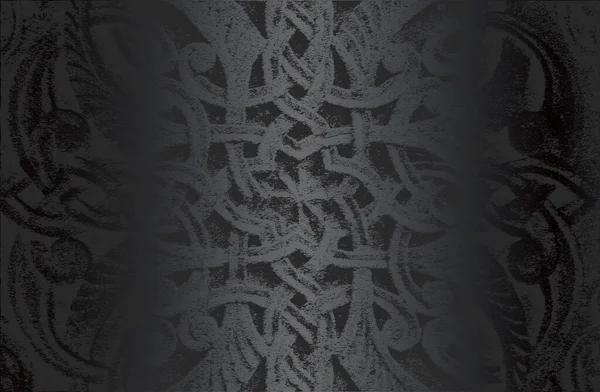 Luxuriöser Schwarzer Metall Farbverlauf Hintergrund Mit Verstörtem Beton Ornament Muster — Stockvektor