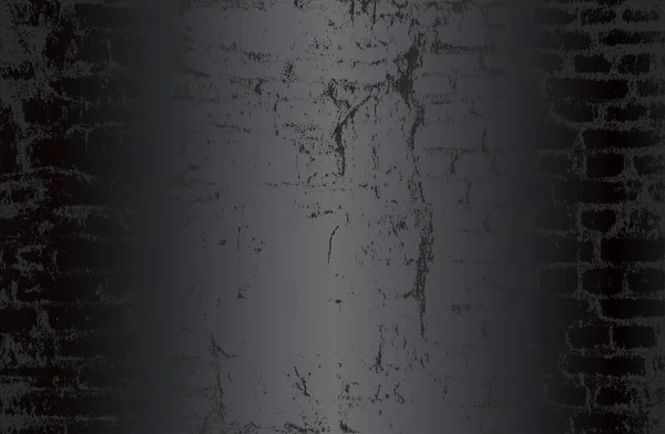 落ち込んだレンガの壁のテクスチャを持つ豪華なブラックメタルグラデーションの背景 ベクターイラスト — ストックベクタ