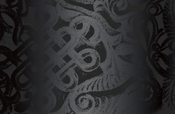 Luxe Fond Dégradé Métal Noir Avec Ornement Béton Affligé Texture — Image vectorielle