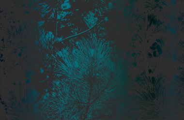 Lüks siyah metal eğimli arka plan, sıkıntılı yakın plan çam kozalakları ve iğne desenli. Vektör illüstrasyonu