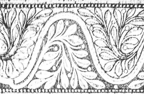 生地の落ち込みオーバーレイテクスチャ 東部の花の装飾品 葉や花と繊維 グランジの背景 抽象的なハーフトーンベクトル図 — ストックベクタ