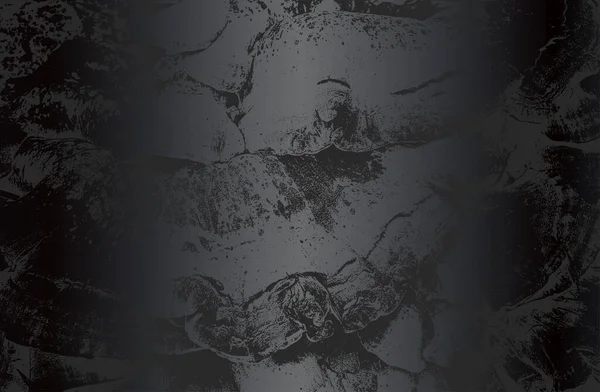 Роскошный Черный Металлический Градиентный Фон Нарушенной Структурой Брони Ракушки Крупным — стоковый вектор