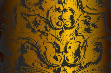 Şatafatlı, siyah, altın renginde, beton süslemeli, desenli desenli. Vektör illüstrasyonu