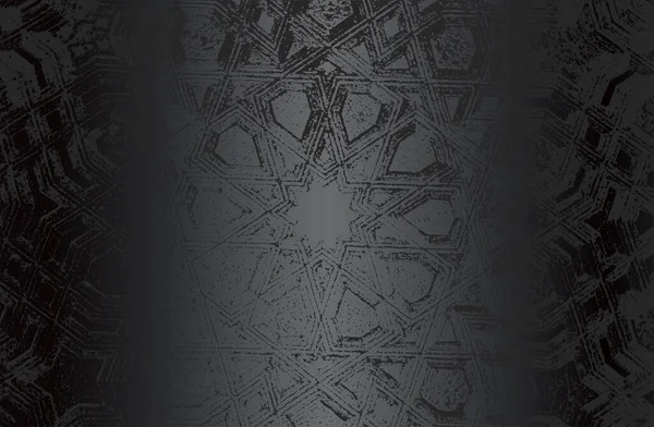 Роскошный Черный Металлический Градиентный Фон Проблемным Бетонным Орнаментом Текстурой Узора — стоковый вектор