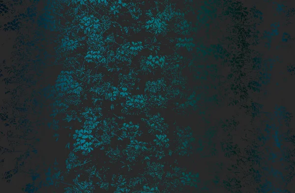 ストレッチと落ち込んだ密生葉の花のテクスチャを持つ豪華な黒金属グラデーションの背景 ベクターイラスト — ストックベクタ