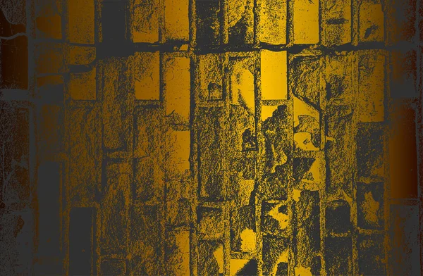 Luxury Black Golden Metal Gradient Background Distressed Brick Wall Texture — Stock Vector