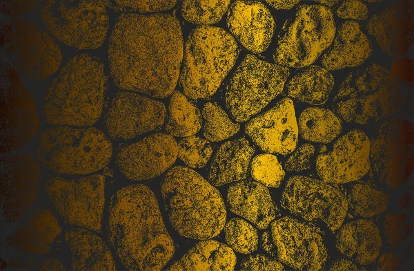 Luxus Schwarz Goldenen Metallgefälle Hintergrund Mit Belasteten Steinen Felsen Kieselsteinen — Stockvektor