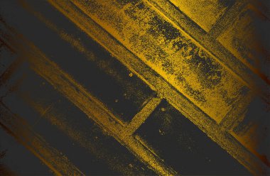 Şatafatlı, siyah, altın renginde arka plan. Tuğla desenli, sıkıntılı. Vektör illüstrasyonu