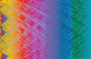 Sıkıntılı, eski, paslı, çeşitli renklerde, altın renkli metal ağ, tel, kafes, çapraz çizgili vektör dokusu. EPS8 illüstrasyonu. Siyah ve beyaz grunge arkaplanı.