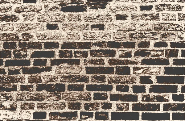 ベージュの古いレンガの壁 グランジの背景の悲痛なオーバーレイテクスチャ 抽象ベクトル図 — ストックベクタ