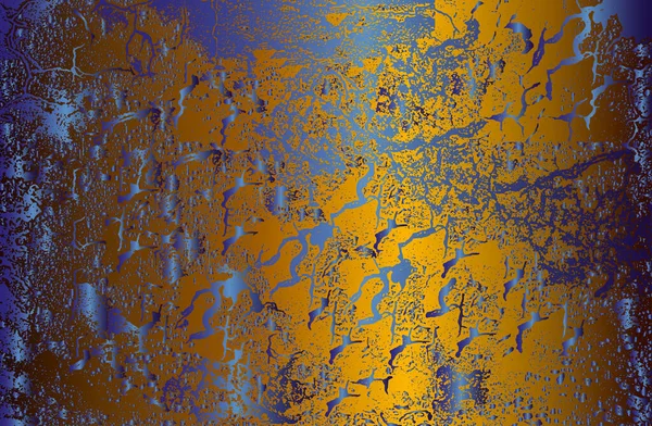 Luxury Golden Blue Metal Gradient Background Distressed Cracked Concrete Texture — Stock Vector