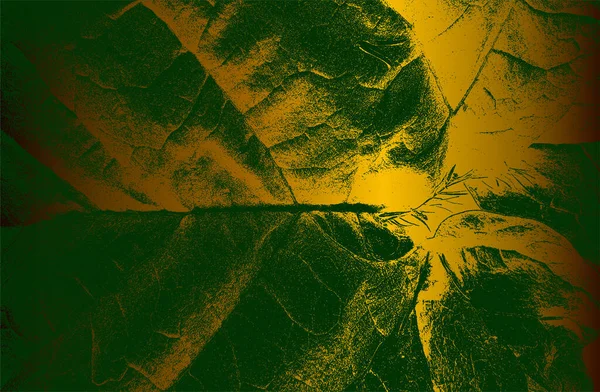 Luxe Vert Fond Dégradé Métal Doré Avec Texture Feuille Gros — Image vectorielle