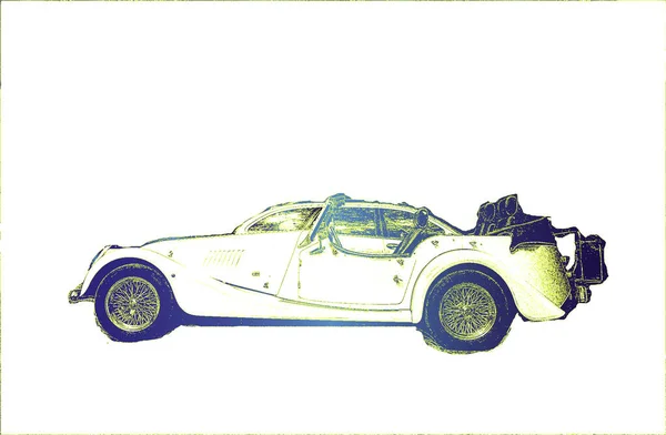 Old Cars Isolated Background Retro Car Illustration Colorful Black White — Stock vektor