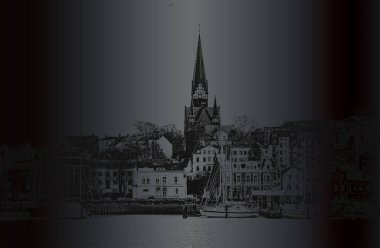 Flensburg, Almanya. 26 Ocak 2020. Rıhtımdaki Noel ağacında yatlar