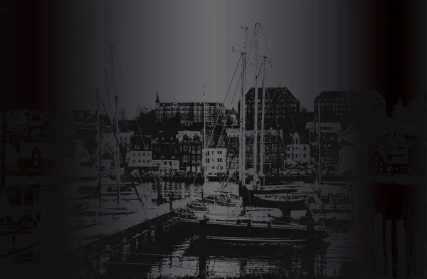 Flensburg Allemagne Janvier 2020 Yachts Jetée Les Gens Marchent Sur — Image vectorielle