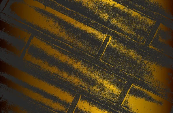 奢华的黑色金黄色的金属梯度背景与苦恼的砖墙纹理 矢量说明 — 图库矢量图片