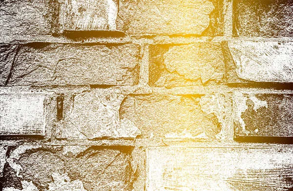 落ち込んだレンガの壁のテクスチャと豪華な黄金の金属グラデーションの背景 ベクターイラスト — ストックベクタ