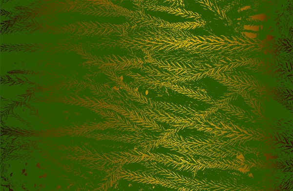 Роскошный Зеленый Золотистый Металлический Градиентный Фон Рельефной Текстурой Листьев Крупным — стоковый вектор