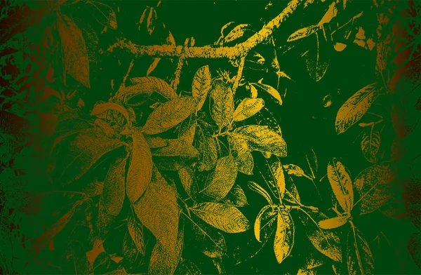 Luxe Doré Fond Dégradé Métal Vert Avec Texture Feuille Gros — Image vectorielle