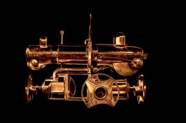 ACHEN, ALMANLIK. Ekim, 04, 2020. Albert Sous 'un paslanmaz çelik hurdasından yapılmış lokomotif, 1983' te