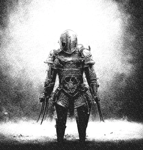 騎士だ スパルタクス ローマの戦士 武器を持ったターミネーター 人工知能だ 映画やビデオゲームの広告のためのベクトルイラスト — ストックベクタ