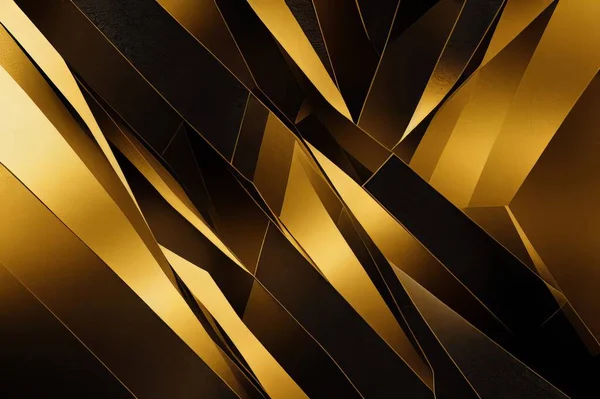 Gossy abstract black and golden metallic geometric figures. Luxury modern background.