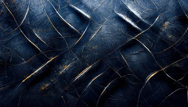 Abstract dark blue waved background with leather and papyrus texture. Modern background