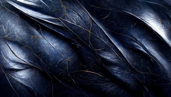 Abstract dark blue waved background with leather and papyrus texture. Modern background