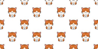 Tasarım için vektör çizgi film karakteri kedisiz desen arkaplanı.