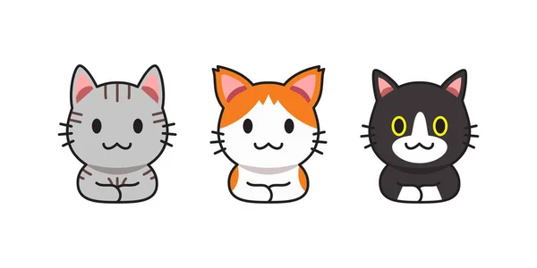 Set Von Vektor Cartoon Niedlichen Katzen Für Design — Stockvektor