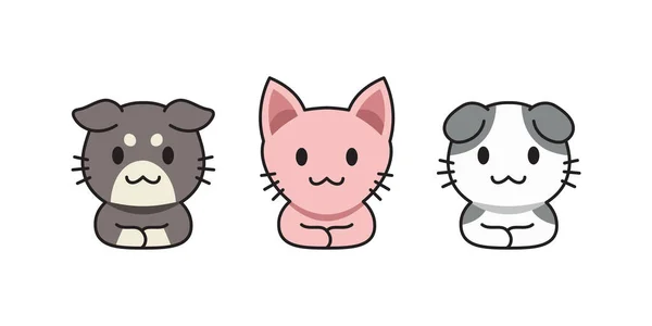 Vector Cartoon Cute Cats Set Design — Stock Vector