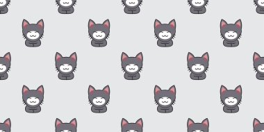 Çizgi film gri kedisi tasarım için kusursuz desen arkaplanı.