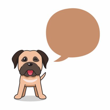 Tasarım için konuşma balonu olan çizgi film köpeği..