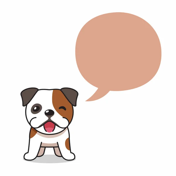 Personaje Dibujos Animados Bulldog Con Burbuja Habla Para Diseño — Vector de stock