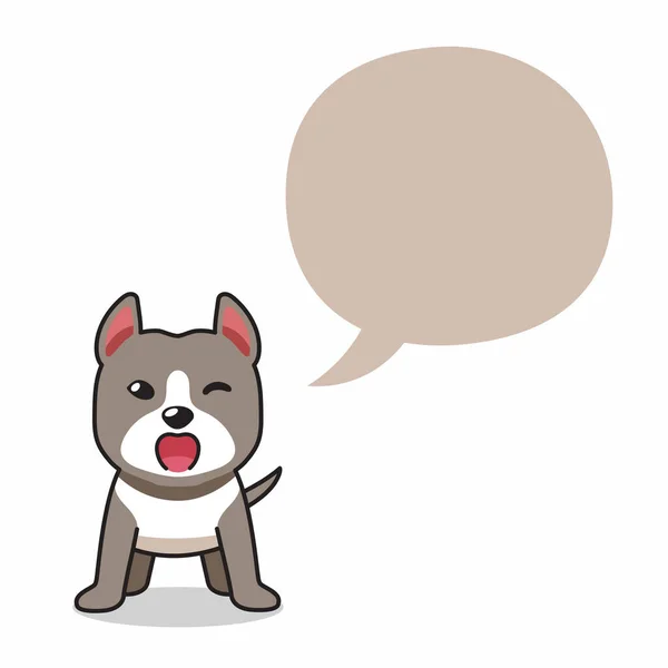 Мультяшний Персонаж Пітбультер Собака Мовною Бульбашкою Дизайну — стоковий вектор