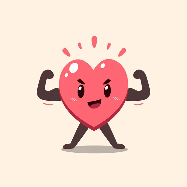 Vektor Karikatura Roztomilý Silný Srdce Znak Pro Design — Stockový vektor