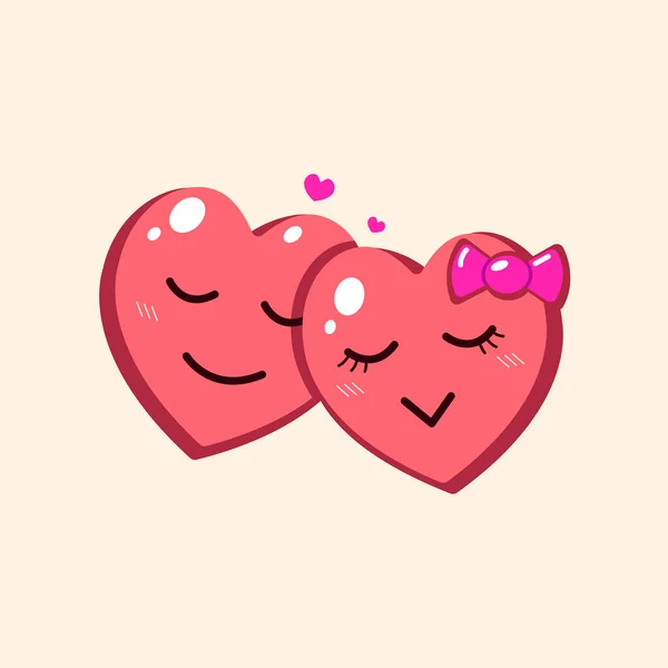 Vector Dessin Animé Mignon Couple Coeur Pour Conception — Image vectorielle