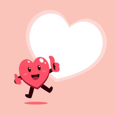 Vektör çizgi film kalp karakteri ile tasarımı için konuşma balonu.