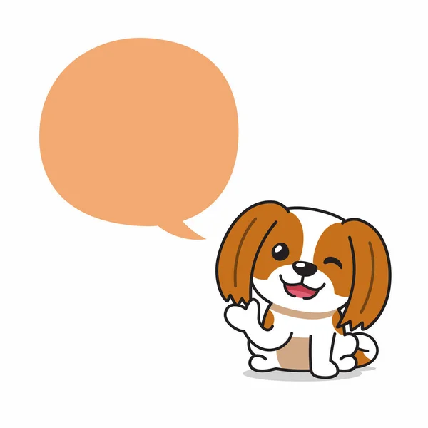 Personagem Desenhos Animados Feliz Shih Tzu Cão Com Bolha Fala — Vetor de Stock