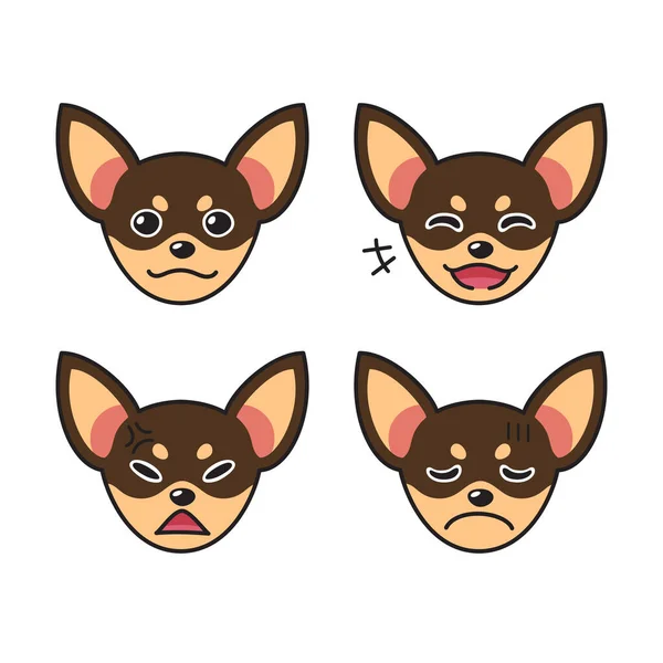 几款奇瓦瓦犬的面部表情表现出不同的设计情感 — 图库矢量图片