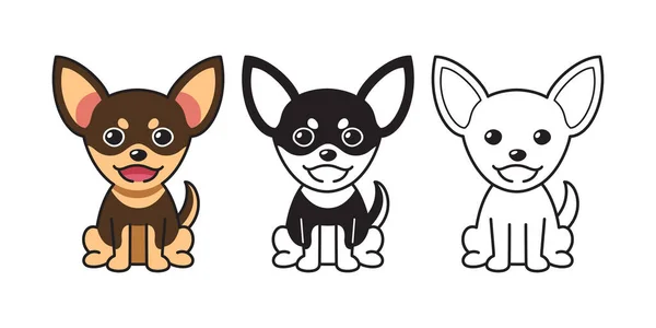 Conjunto Desenhos Animados Vetoriais Cão Chihuahua Para Design —  Vetores de Stock