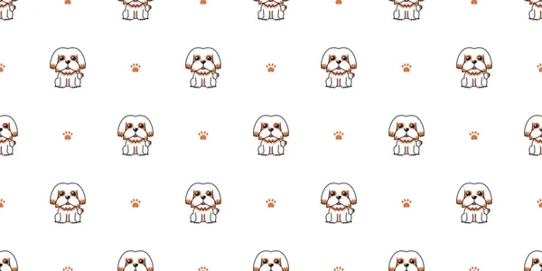 Cartoon Znak Shih Tzu Pes Bezešvé Vzor Pozadí Pro Design — Stockový vektor